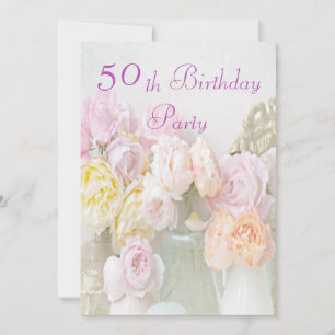 Romantische Rosen Glas-im 50. Geburtstags-Party Einladung