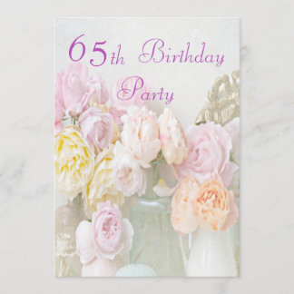 Romantische Rosen Glas-im 65. Geburtstags-Party Einladung