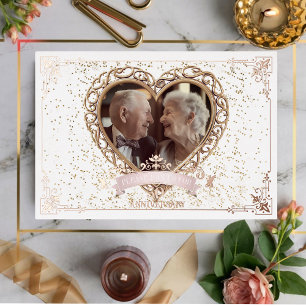 Romantische Rosen-Goldene Hochzeit-Folien-Einladun Folieneinladung