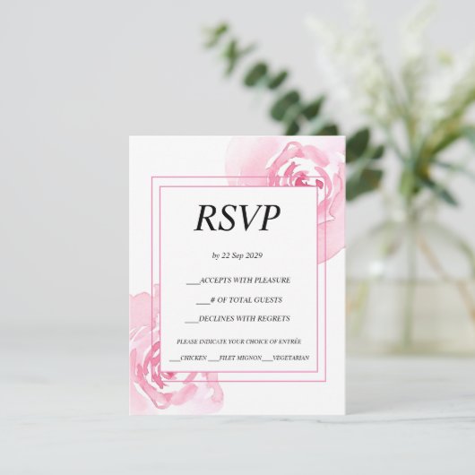 Romantische Rosen Hochzeitskarte UAWG RSVP Karte (Stehend Vorderseite)