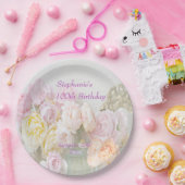 Romantische Rosen im Glas-100. Geburtstag Pappteller (Party)