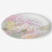 Romantische Rosen im Glas-100. Geburtstag Pappteller (Schrägansicht)