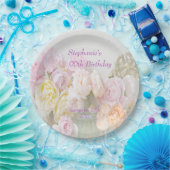 Romantische Rosen im Glas-90. Geburtstag Pappteller (Party)