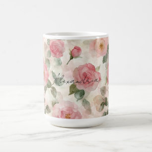 Romantische Rosen in Rosa Blüten Kaffeetasse
