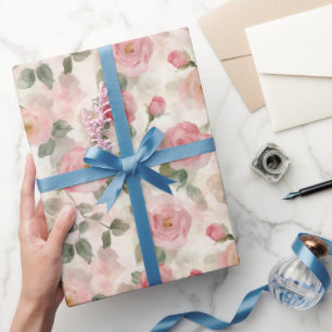 Romantische Rosen in Rosa - Florales Brautbad Geschenkpapier