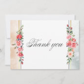 Romantische Rosen & Kalligraphie Vielen Dank Dankeskarte (Vorderseite)