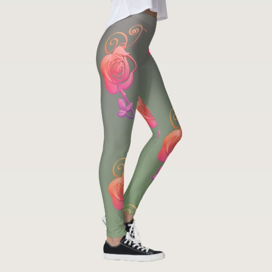 Romantische Rosen-Leggings Leggings (Rechts)
