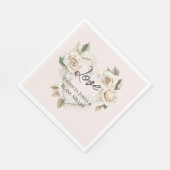 Romantische Rosen mit Federn Herz Hochzeit Serviette (Ecke)