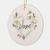 Romantische Rosen mit Federn Herz Liebe Keramik Ornament (Links)