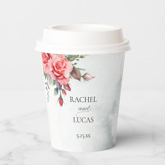 Romantische Rosen Pappbecher (Rückseite)