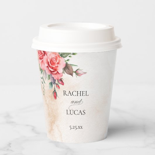 Romantische Rosen Pappbecher (Vorderseite)