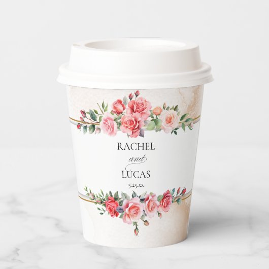 Romantische Rosen Pappbecher (Rückseite)