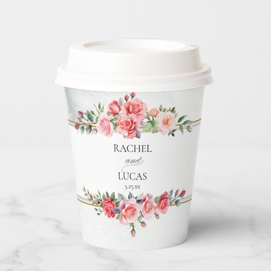 Romantische Rosen Pappbecher (Vorderseite)