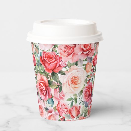Romantische Rosen Pappbecher (Vorderseite)