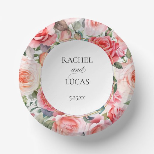 Romantische Rosen Pappteller (Vorderseite)