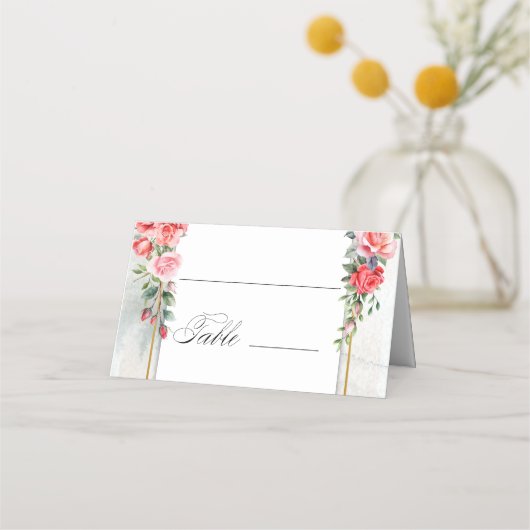 Romantische Rosen Platzkarte (Rückseite)