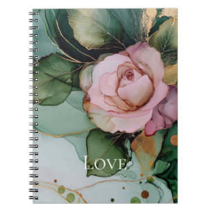 Romantische Rosen-Rosa-Gold-Blumenliebe Notizblock
