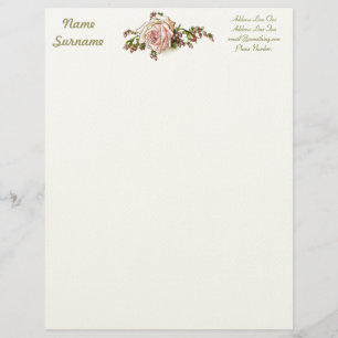 Romantische Rosen-Rosenknospe-elegantes Vintages Briefbogen
