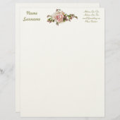 Romantische Rosen-Rosenknospe-elegantes Vintages Briefbogen (Vorne/Hinten)