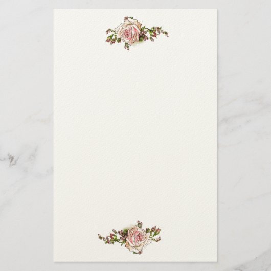 Romantische Rosen-Rosenknospe-elegantes Vintages Briefpapier (Vorderseite)