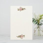 Romantische Rosen-Rosenknospe-elegantes Vintages Briefpapier (Stehend Vorderseite)