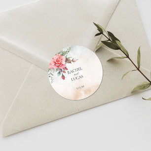 Romantische Rosen Runder Aufkleber