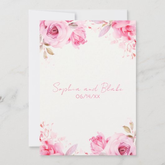 Romantische Rosen Sommerferien Weiße Hochzeit Einladung (Rückseite)