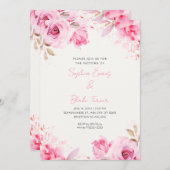 Romantische Rosen Sommerferien Weiße Hochzeit Einladung (Vorne/Hinten)
