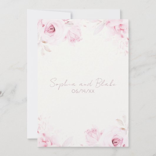 Romantische Rosen Sommerferien Weiße Hochzeit Einladung (Rückseite)