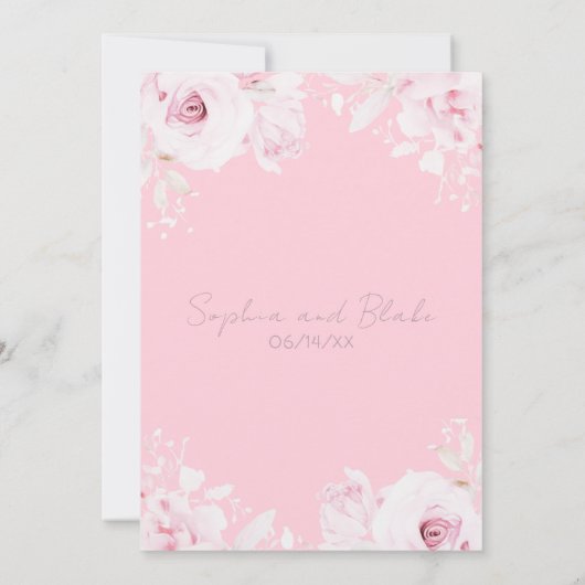 Romantische Rosen Sommerpastellrosa Hochzeit Einladung (Rückseite)