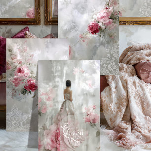 Romantische Rosen Träumerei SCHWERE DEKUPAGE Geschenkpapier Set