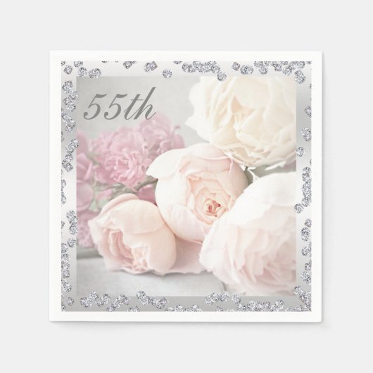 Romantische Rosen u. Diamant-55. Serviette (Vorderseite)