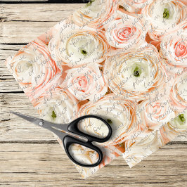 Romantische Rosen und französische Schrift Seidenpapier