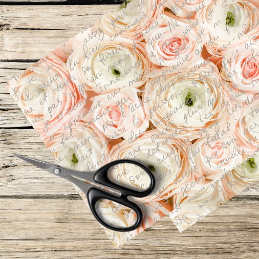 Romantische Rosen und französische Schrift Seidenpapier