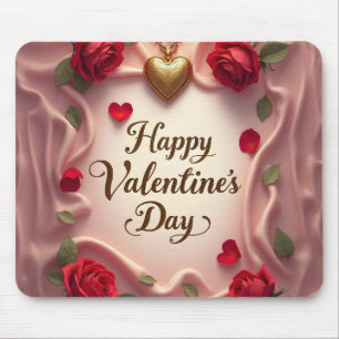 Romantische Rosen und Herz Valentins-Design Mousepad