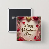 Romantische Rosen und Herz Valentinstag-Design Button (Vorne & Hinten)