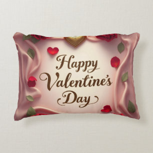 Romantische Rosen und Herz Valentinstag-Design Dekokissen
