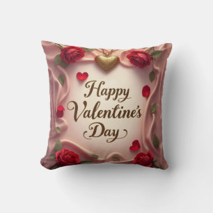 Romantische Rosen und Herz Valentinstag-Design Kissen