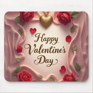 Romantische Rosen und Herz Valentinstag-Design Mousepad
