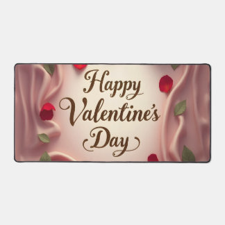 Romantische Rosen und Herz Valentinstag-Design Schreibtischunterlage