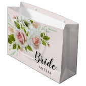 Romantische Rosen Wasserfarbene Blumenbrille Große Geschenktüte (Vorderseite Schrägansicht)