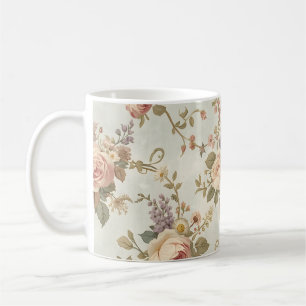 Romantische Rosen & Wildblumen Vintage-Girlande Kaffeetasse