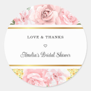 Romantische Rosenblume Liebe und Dank Bridal Runder Aufkleber
