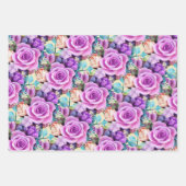 Romantische Rosenblumen Garten Geschenkpapier Set (Vorderseite)
