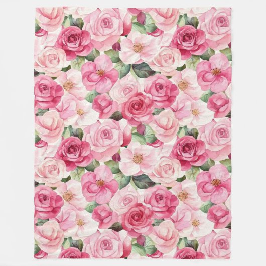 Romantische Rosenblüte Fleecedecke (Vorderseite)
