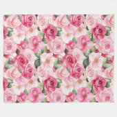 Romantische Rosenblüte Fleecedecke (Vorderseite (Horizontal))