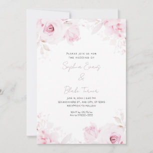 Romantische Rosenblüte Sommerweiße Hochzeit Einladung