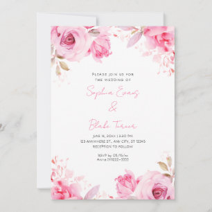 Romantische Rosenblüte Sommerweiße Hochzeit Einladung