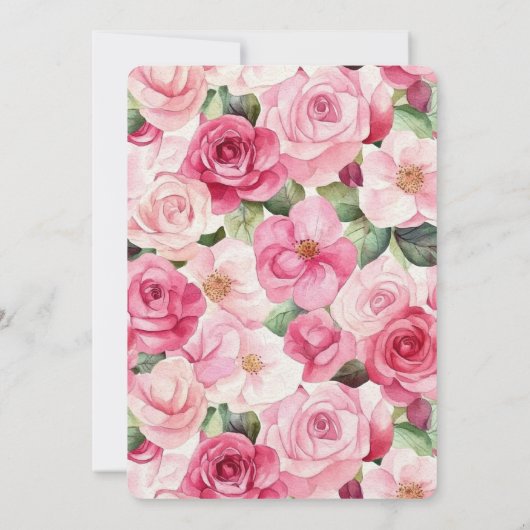 Romantische Rosenblütenhochzeit Einladung (Rückseite)