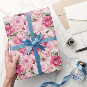 Romantische Rosenblütenhochzeit Geschenkpapier